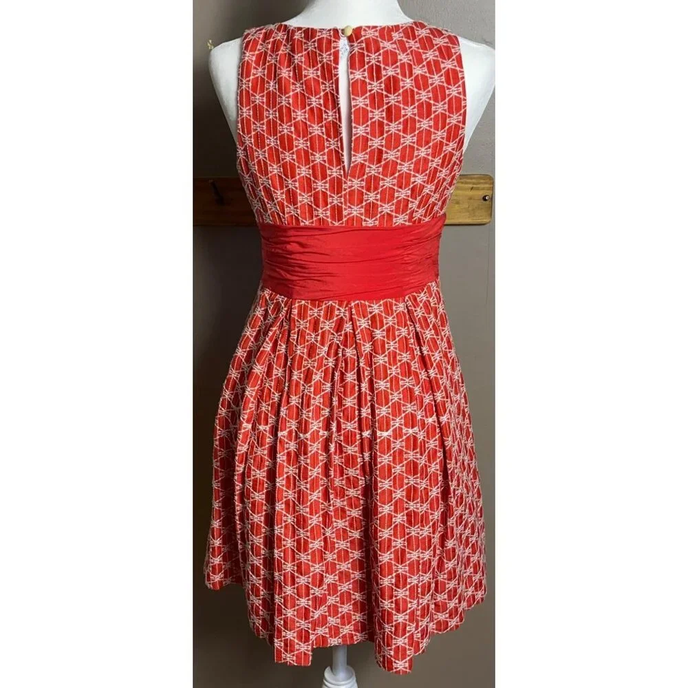 Frock Tracy Reese Dress Red Linen Silk Retro 50s PinUp Feminine Fun Womens 6 - Picture 2 of 14